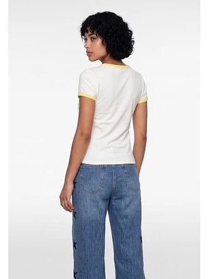 Polera Mujer Baby Tee Hibisco Crudo