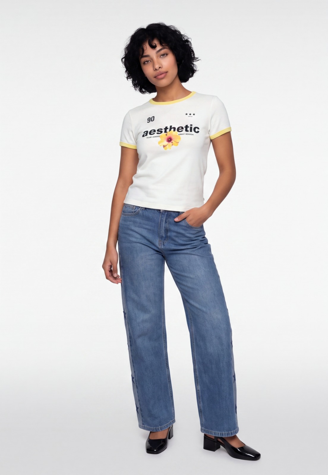 Polera Mujer Baby Tee Hibisco Crudo 4