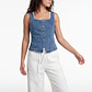 Vest Mujer Denim Escote Cuadrado Azul - Miniatura 1
