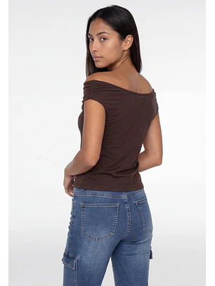 Peto Mujer Escote Drapeado Café