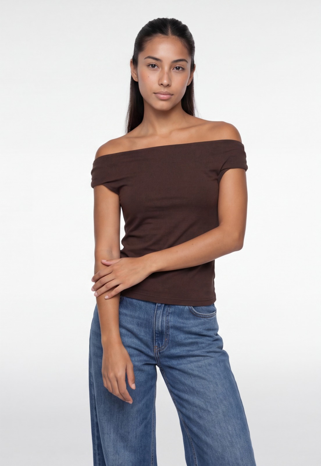 Peto Mujer Escote Drapeado Café 1