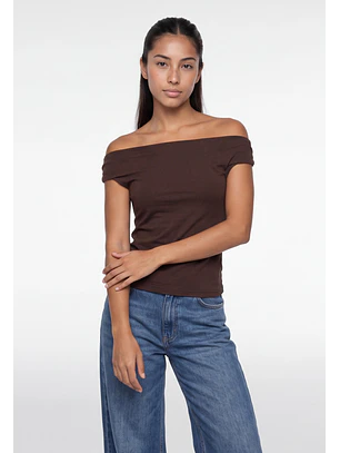 Peto Mujer Escote Drapeado Café