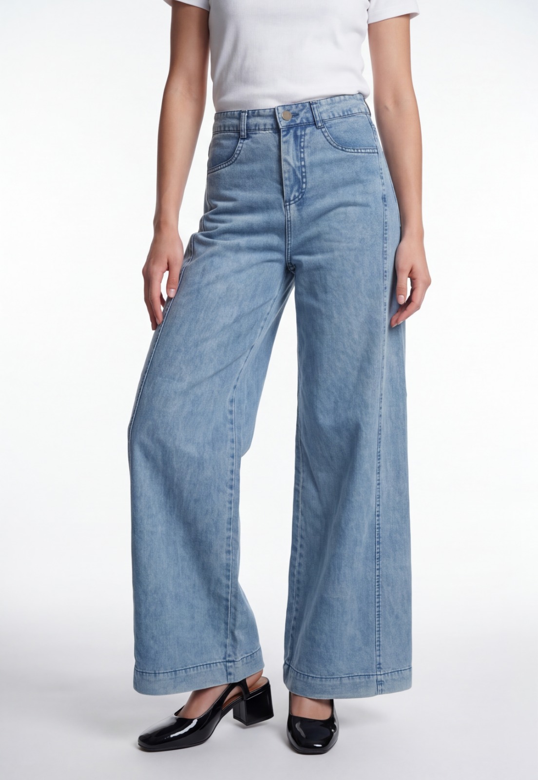 Pantalón Mujer Palazzo Lyocell Celeste 1