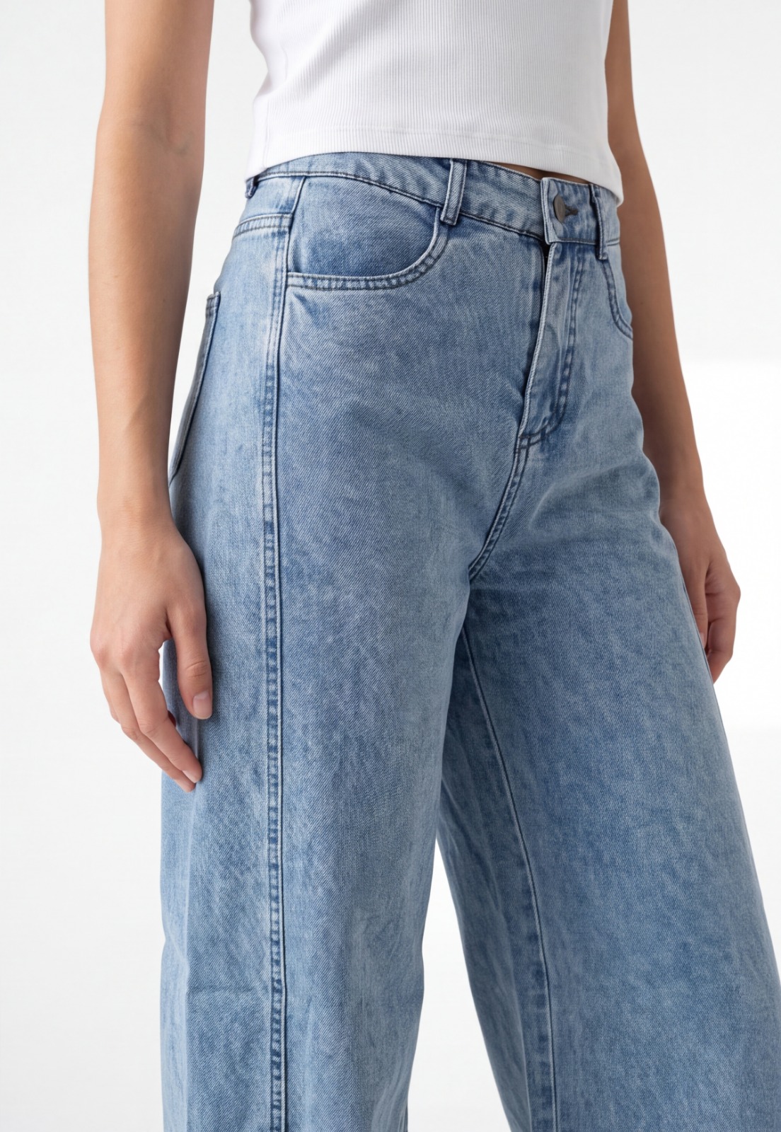 Pantalón Mujer Palazzo Lyocell Celeste 3