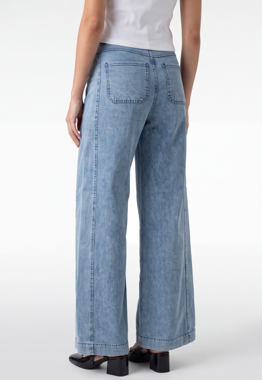 Pantalón Mujer Palazzo Lyocell Celeste 2