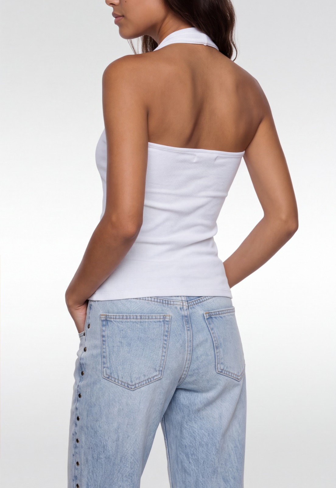 Peto Mujer Rib Halter Blanco 2