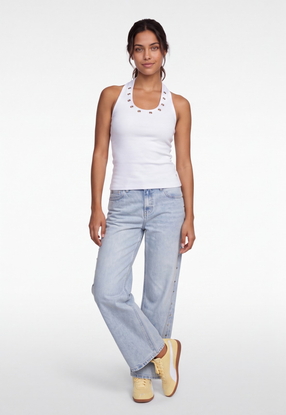 Peto Mujer Rib Halter Blanco 4