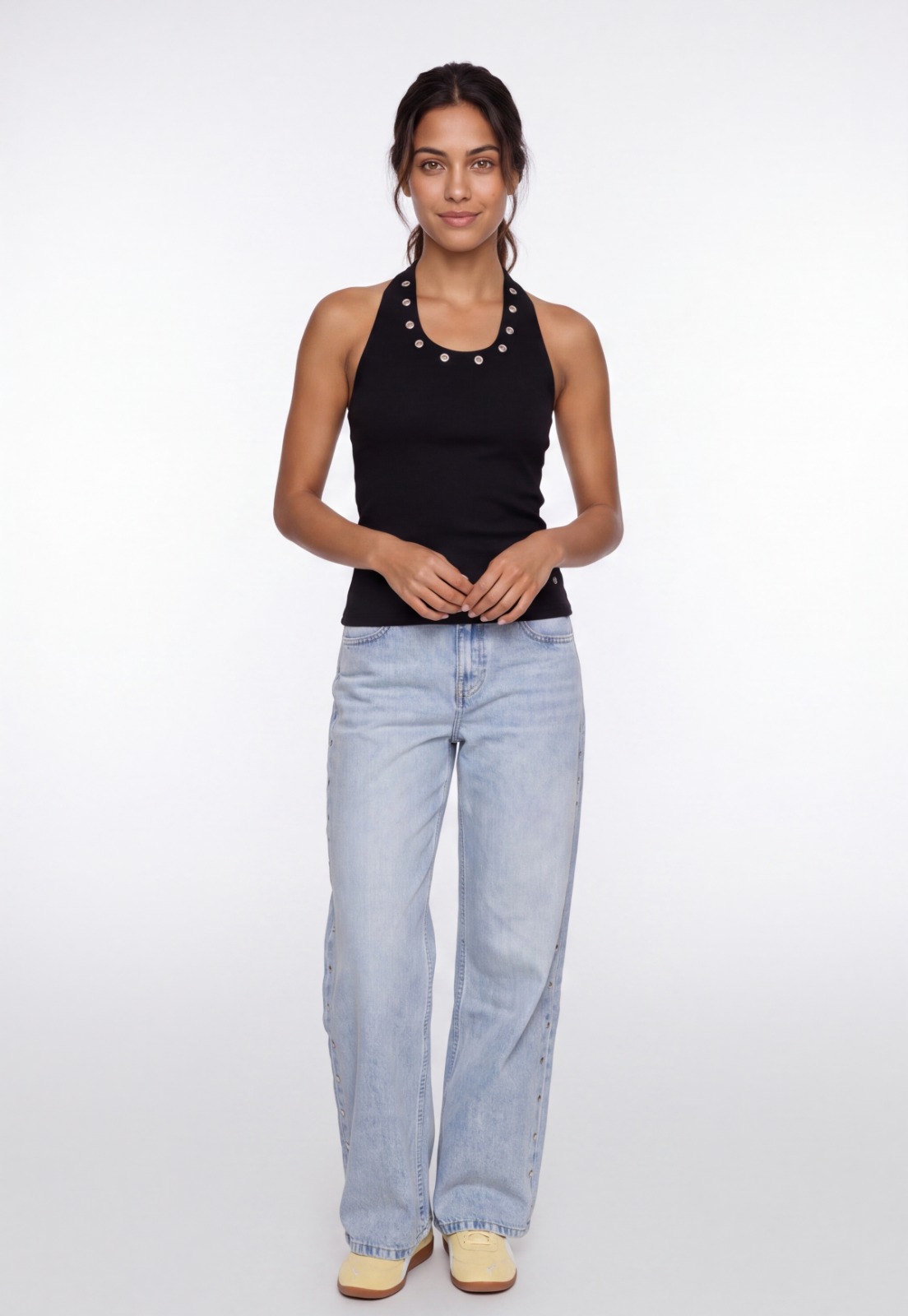 Peto Mujer Rib Halter Negro 4