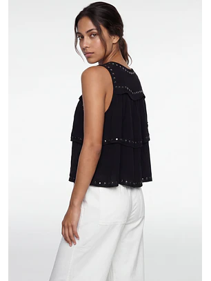 Blusa Mujer Tachas Negro