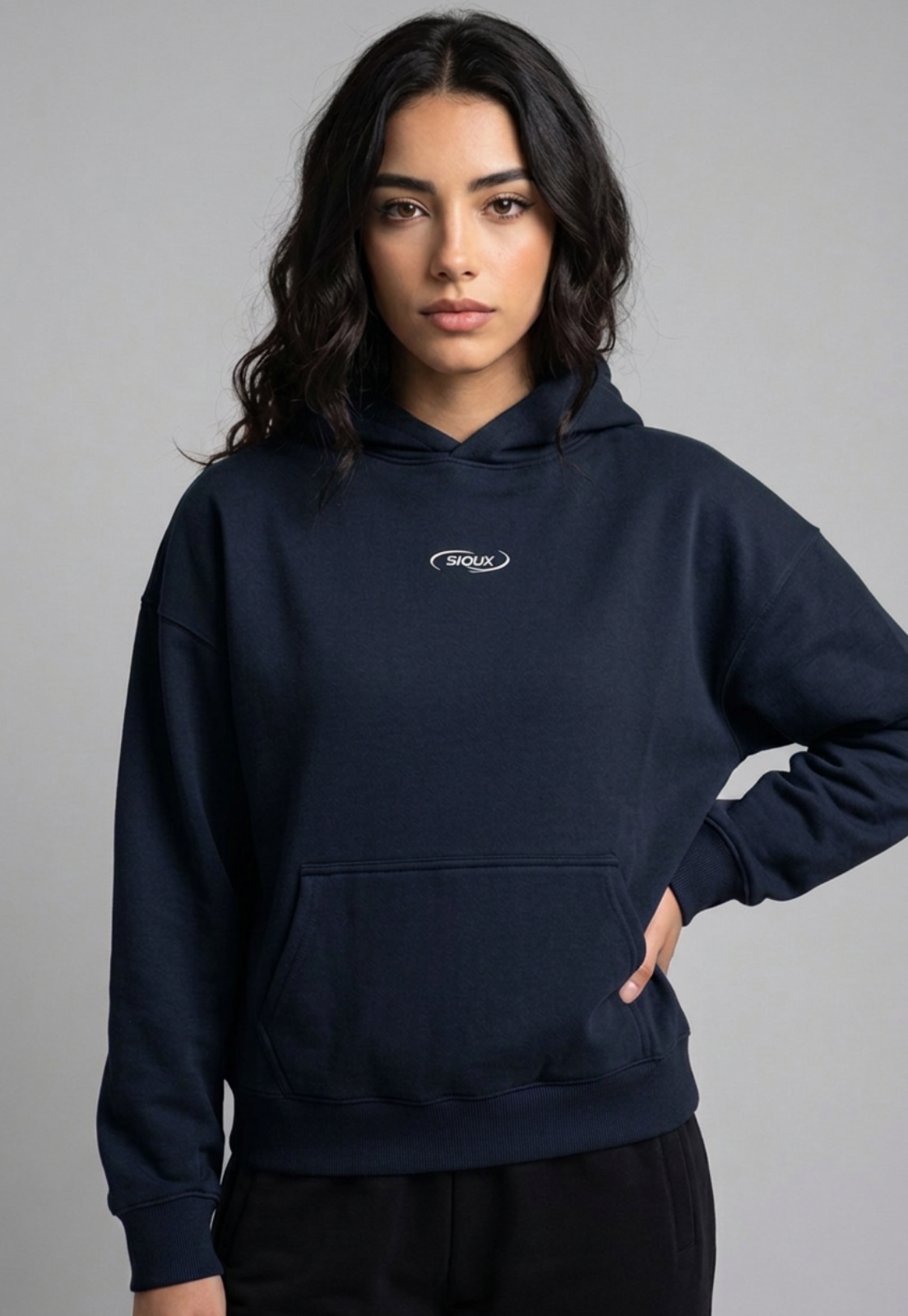 Polerón Mujer Hoodie Bordado Back Negro 2