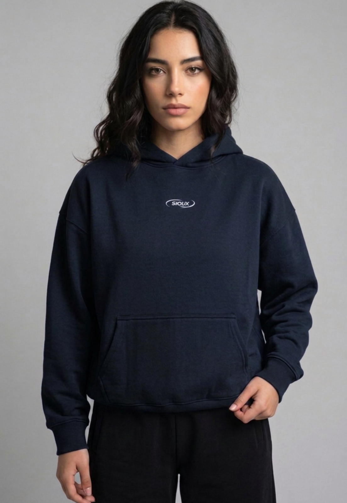 Polerón Mujer Hoodie Bordado Back Negro 4
