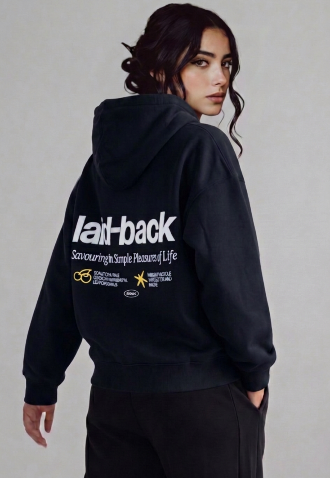 Polerón Mujer Hoodie Bordado Back Negro 1