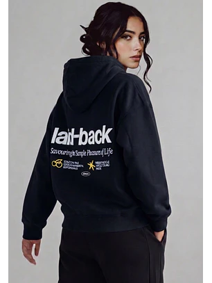 Polerón Mujer Hoodie Bordado Back Negro