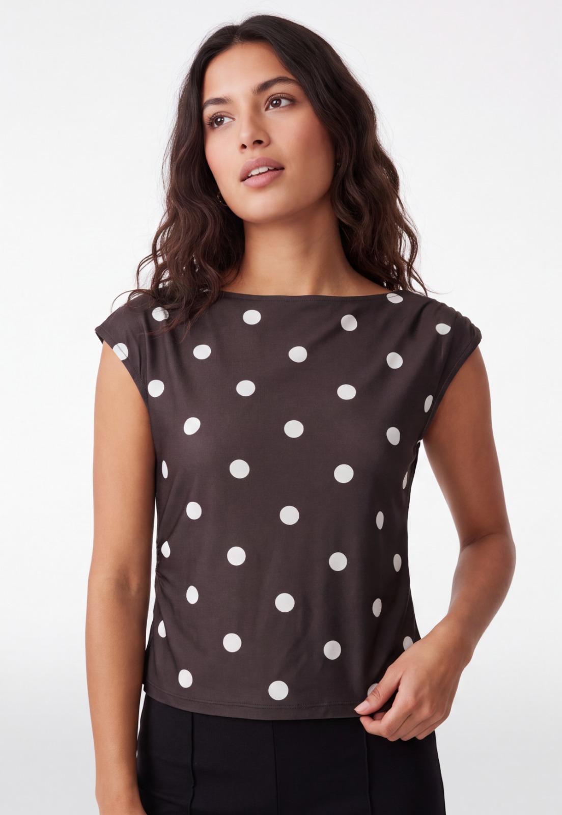 Polera Mujer Dots Café 3