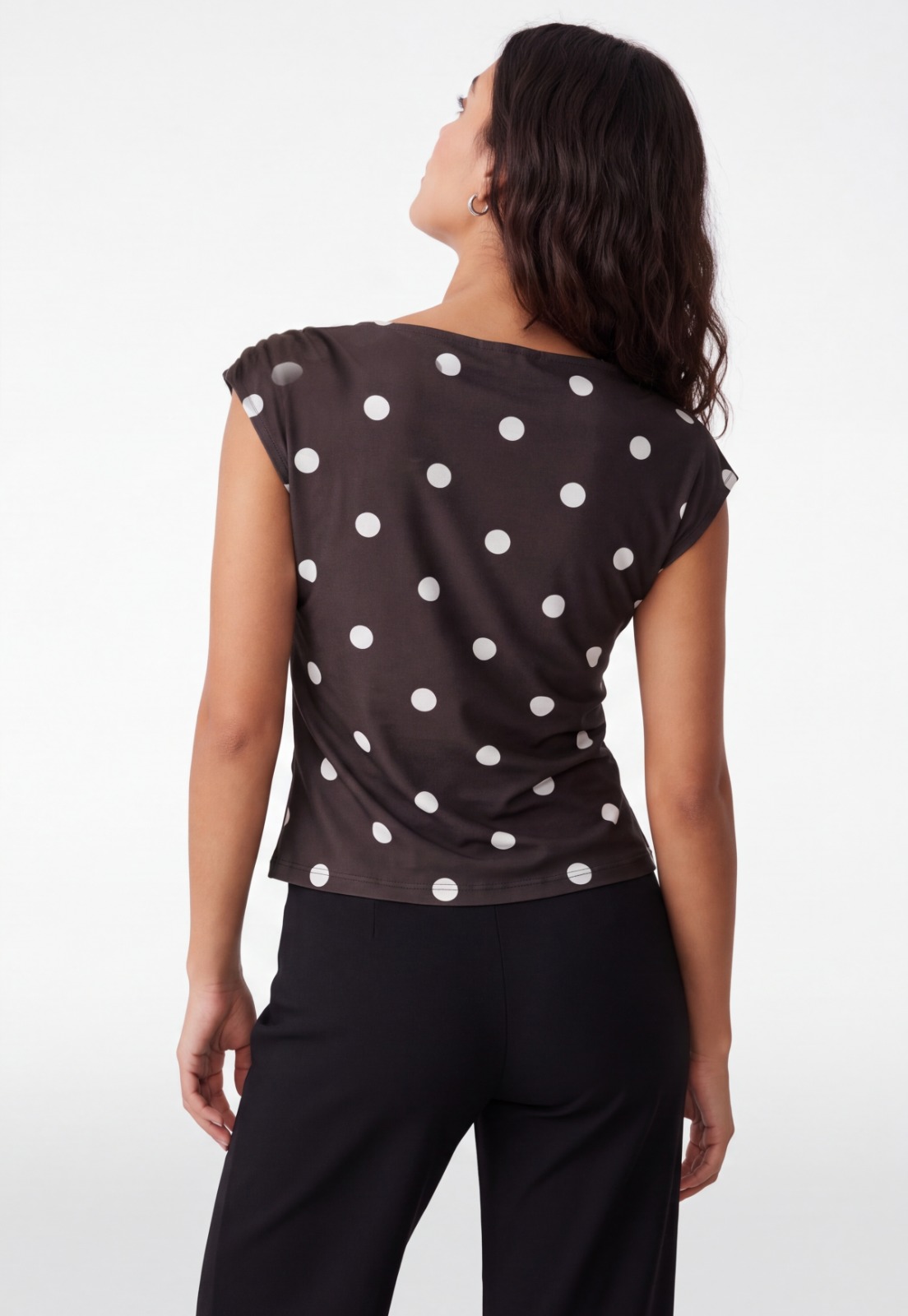 Polera Mujer Dots Café 2