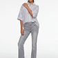 Blusa Mujer Listada Lino Blanco - Miniatura 1