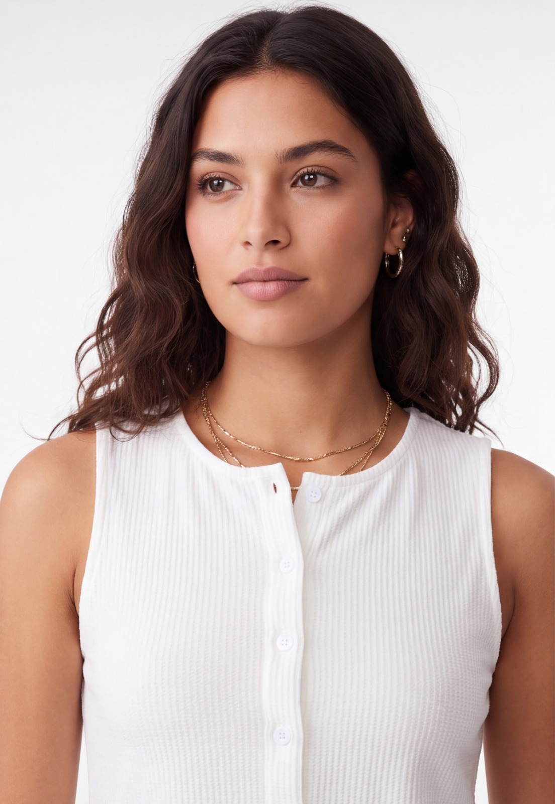 Peto Mujer Botones Blanco 3
