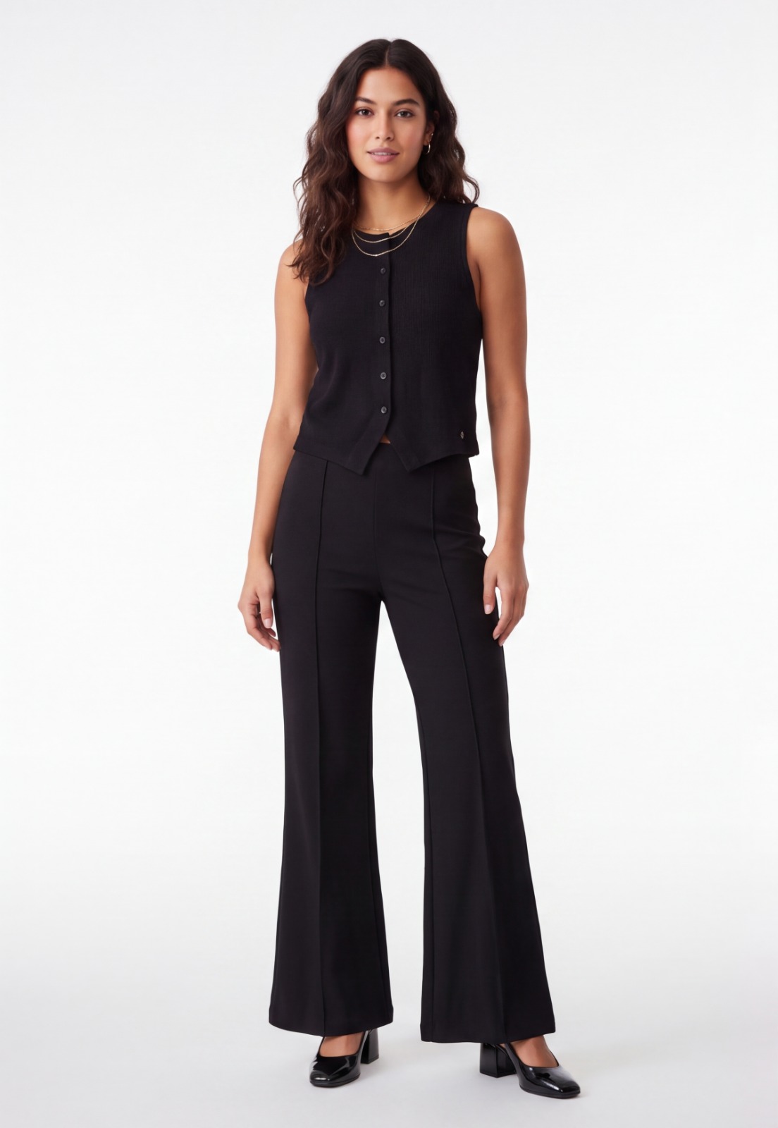 Peto Mujer Botones Negro 4