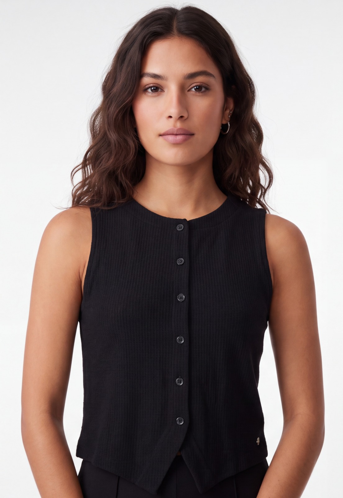 Peto Mujer Botones Negro 3