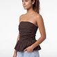 Blusa Mujer Balloon Strapless Café - Miniatura 1