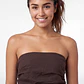 Blusa Mujer Balloon Strapless Café - Miniatura 3