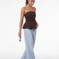 Blusa Mujer Balloon Strapless Café - Miniatura 4