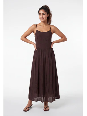 Vestido Mujer Corte Cintura Café