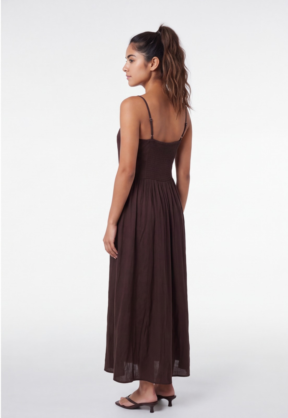 Vestido Mujer Corte Cintura Café 2