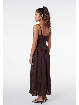 Vestido Mujer Corte Cintura Café
