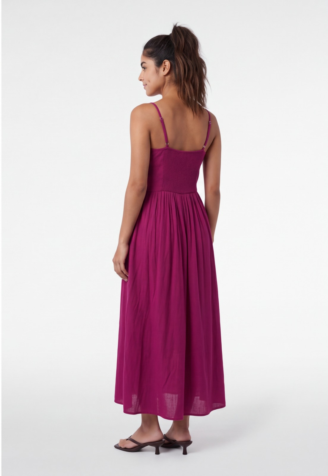 Vestido Mujer Corte Cintura Magenta 2