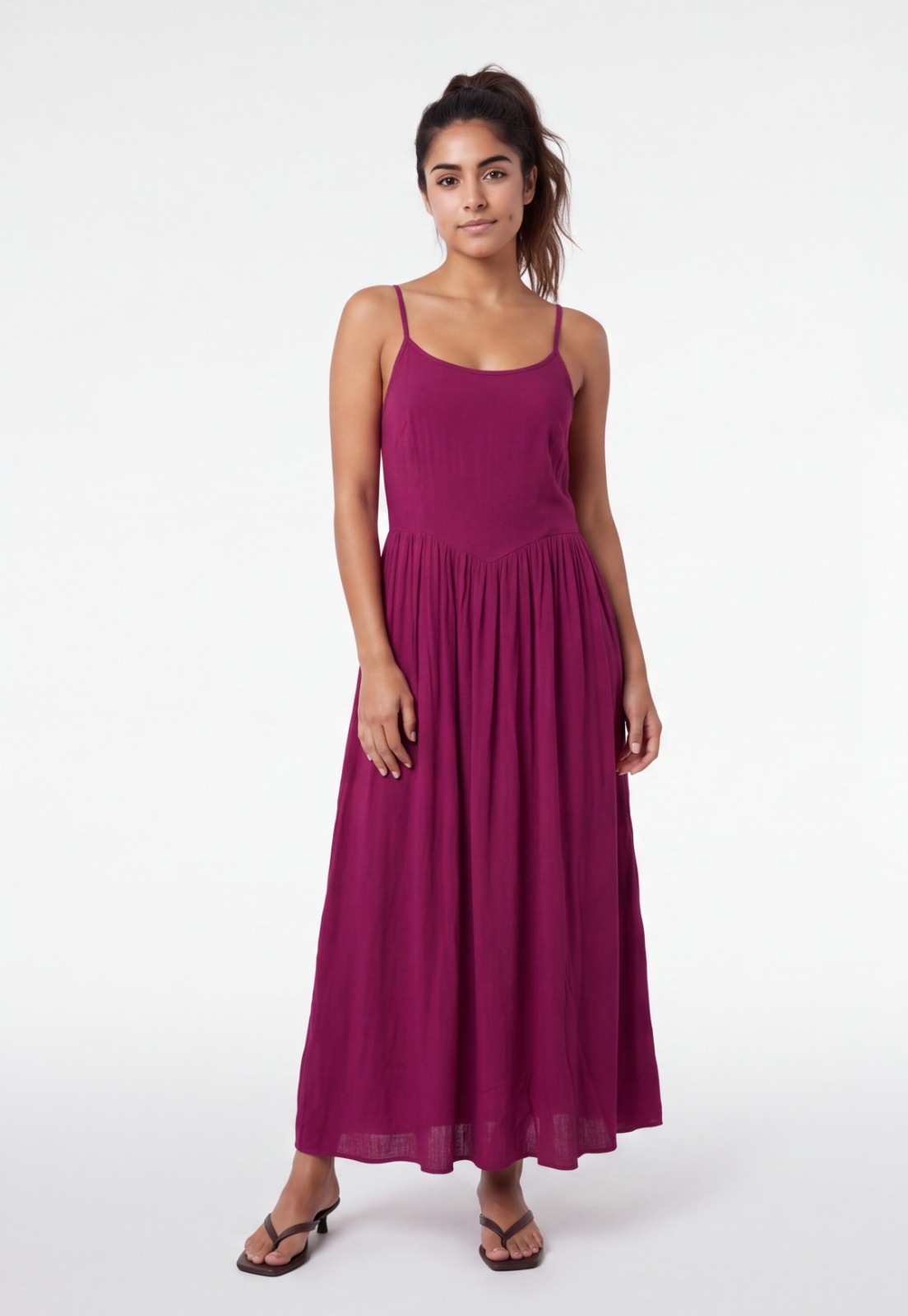 Vestido Mujer Corte Cintura Magenta 1