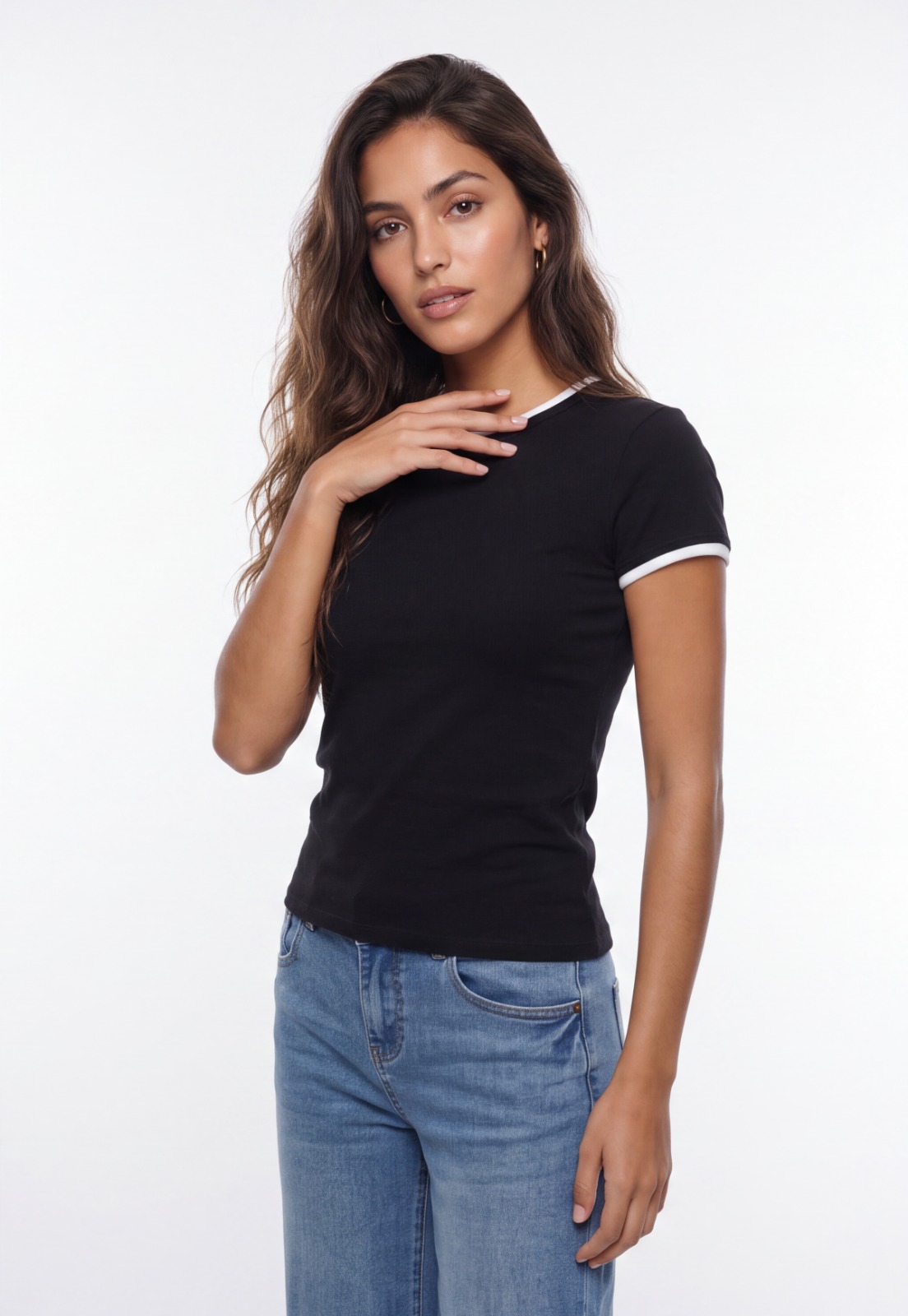 Polera Mujer Modal Doble Negro 1