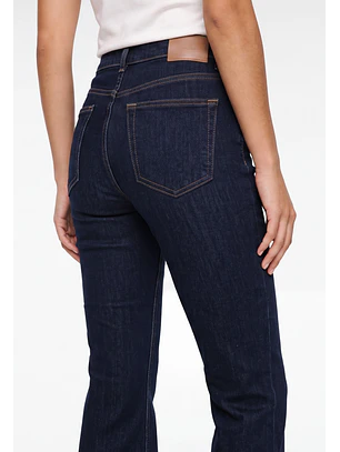 Jeans Mujer Raw Flare Tiro Alto Azul