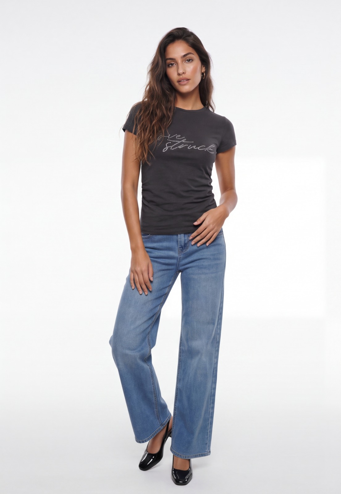 Polera Mujer Tachas Recogido Costados Acero 4