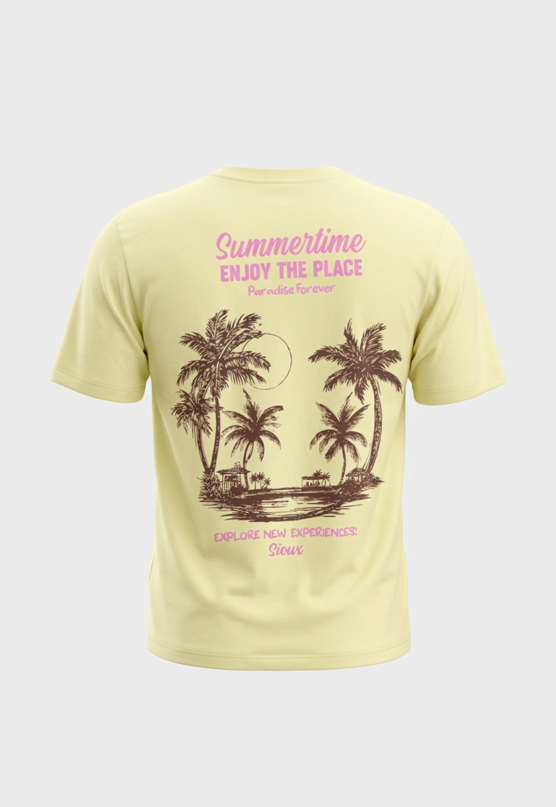 Polera Mujer Relaxed Palmeras Amarillo 2