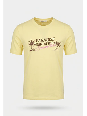 Polera Mujer Relaxed Palmeras Amarillo