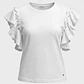 Polera Mujer Vuelos Tachas Manga Crudo - Miniatura 1