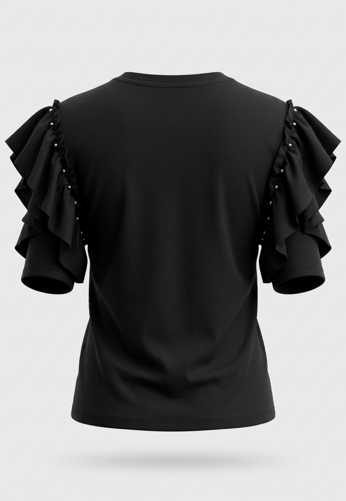 Polera Mujer Vuelos Tachas Manga Negro 2