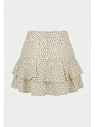 Falda Mujer Vuelos Polka Dots Blanco