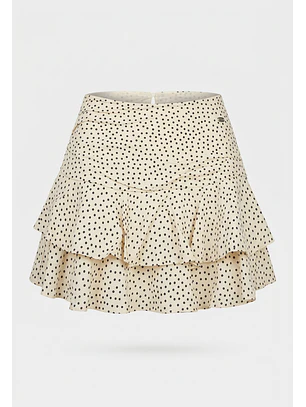 Falda Mujer Vuelos Polka Dots Blanco