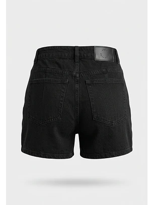 Falda Mujer Denim Tachas Bolsillos Negro