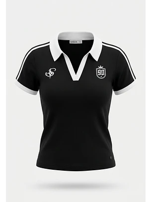 Polera Mujer Varsity Cuello Negro