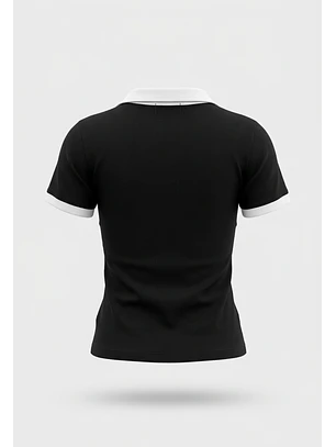 Polera Mujer Varsity Cuello Negro