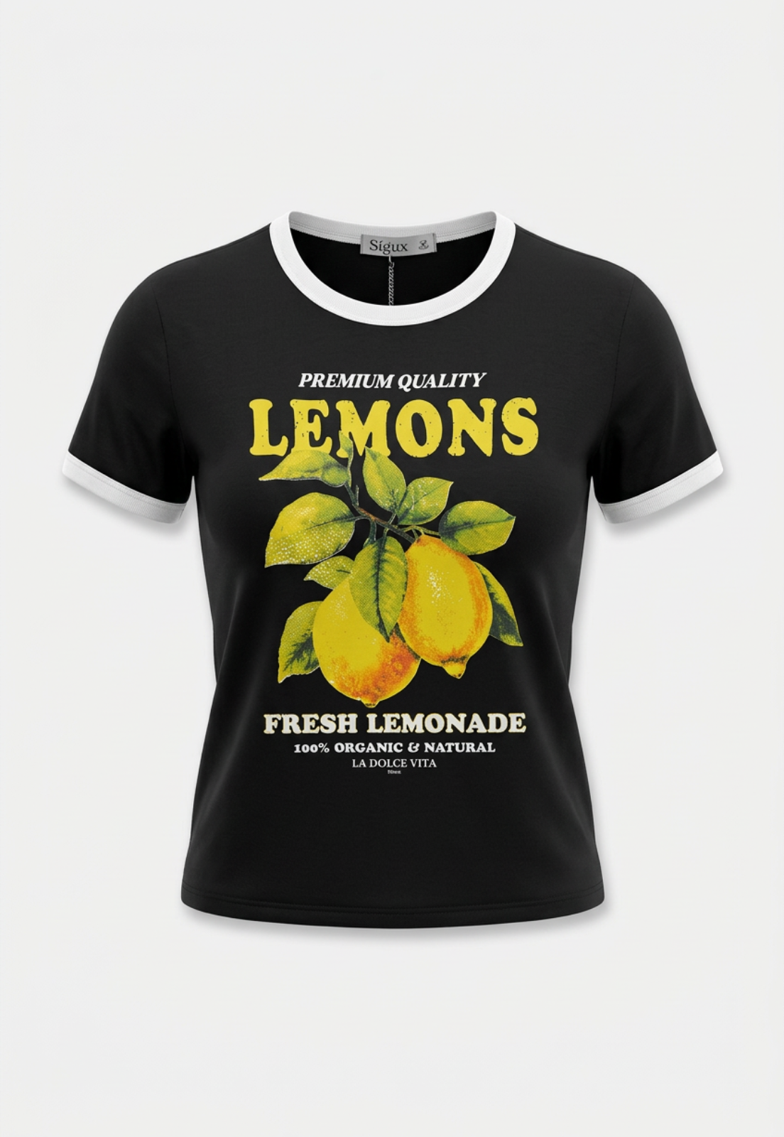 Polera Mujer Estampado Frutas Negro 1