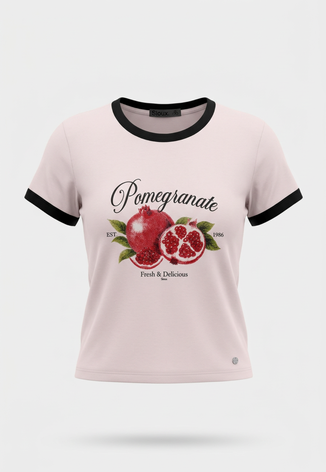 Polera Mujer Estampado Frutas Rosado 1
