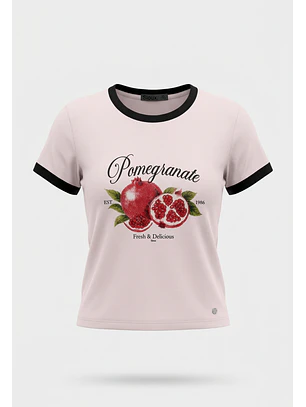Polera Mujer Estampado Frutas Rosado