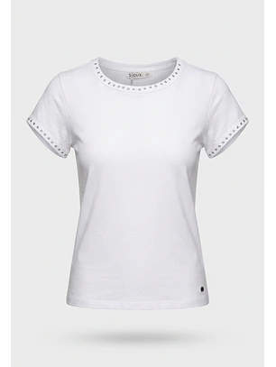 Polera Mujer Detalles Tachas Blanco