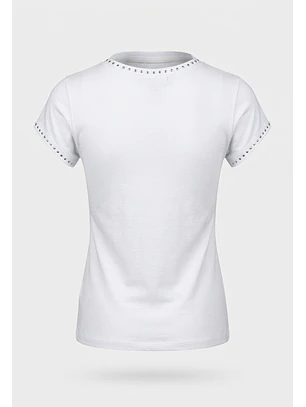 Polera Mujer Detalles Tachas Blanco