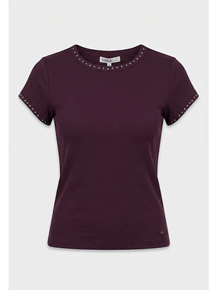 Polera Mujer Detalles Tachas Morado