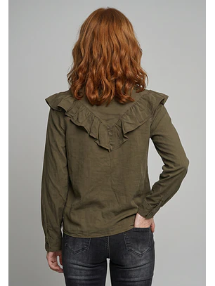Blusa Mujer Lyocell Volantes Café